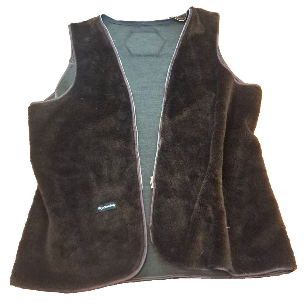Vintage London Fog Coat Liner Only Brown Fleece Zip Mens Womens Retro L / XL
